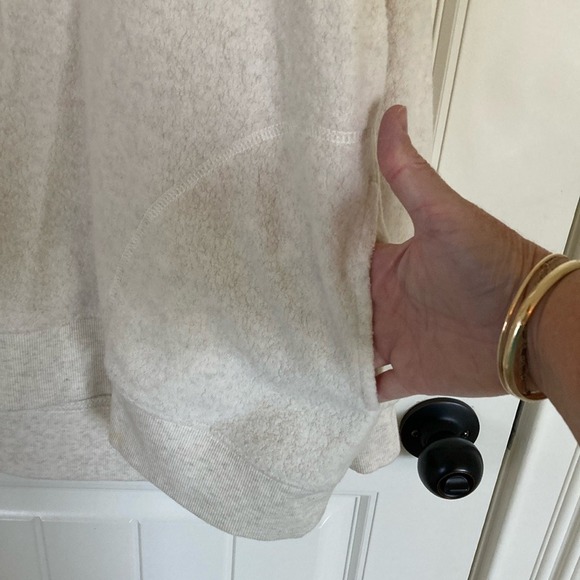 Aerie Womens‎ Cream Sherpa Fleece Quarter Zip Pullover Sweater Size Medium Cozy - Picture 6 of 13